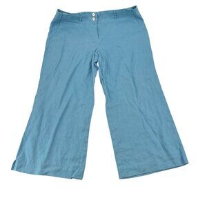 Madison Studio Womens Linen Pants Light Blue Size 12‎ Wide Leg Pull On